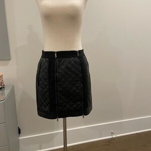 BCBG Maxazria Roxy Quilted Black Faux leather skirt Size S